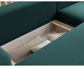 Divano angolare verde allungabile/con contenitore (con penisola a destra/con chaise lounge) e rivestimento in ciniglia Aurumm – ELTAP