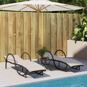 Lettini Prendisole 2 Pz Con Cuscini Marrone İn Polyrattan /