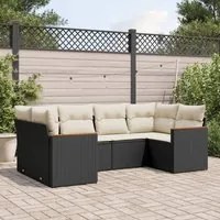 Set Divano da Giardino 6 pz con Cuscini Nero in Polyrattan 3226259