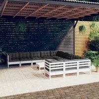 Set Divani da Giardino 12 pz con Cuscini Legno di Pino Bianco cod mxl 44407