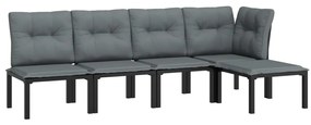 Set salotto da giardino 5 pz nero e grigio in polyrattan