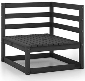 Set Divani da Giardino 10 pz Nero in Legno Massello di Pino