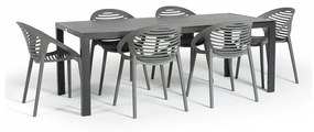 Set da pranzo da giardino per 6 persone con sedia Joanna grigia e tavolo Viking, 90 x 205 cm Viking &amp; Joanna - Bonami Selection