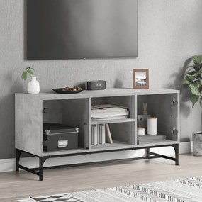 Mobile porta tv con ante in vetro grigio cemento 102x37x50 cm