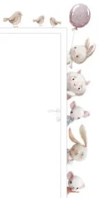 Adesivi murali - Animali acquerellati intorno alla porta della camera dei bambini | Inspio