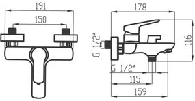 Novaservis - Rubinetto vasca da bagno METALIA cromo lucido