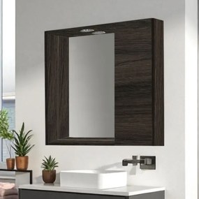 Specchiera bagno 60 cm 1 anta liscia e luce LED Olmo Caffč