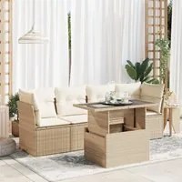 Set Divano da Giardino 5 pz con Cuscini Beige in Polyrattan 3326089