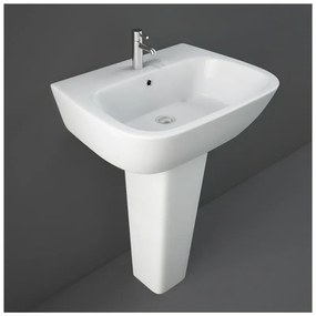 Lavabo bagno Rak serie One 60x46 cm con colonna in ceramica lucida