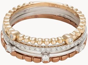 Set di 4 anelli in oro bianco/giallo/rosa con diamanti Harmony