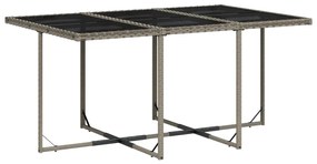 Set da pranzo da giardino 7 pz con cuscini in polyrattan grigio