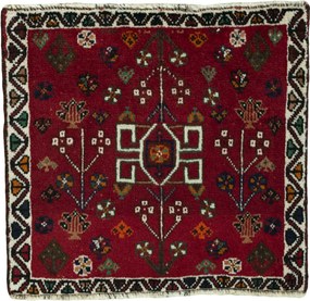 Shiraz Tappeto 60 x 60 Rosso (Iran) Annodato A Mano
