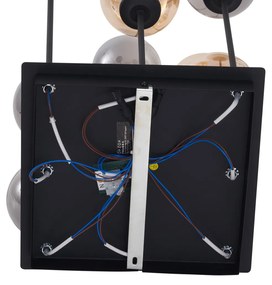 Lampada da soffitto moderna nera con vetro ambra e fumé 9 luci - Atene