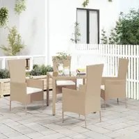 Sedie da Giardino con Cuscini 4 pz in Polyrattan Beigecod mxl 71427