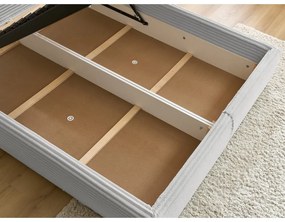 Letto matrimoniale in grigio chiaro imbottito con spazio contenitivo con griglia inclusa 160x200 cm Jade – Bobochic Paris