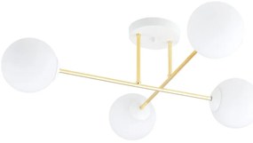 Lampadario da Soffitto MAGNUM 4 in Acciaio e Vetro 4xE14 Colore del corpo Bianco e Oro