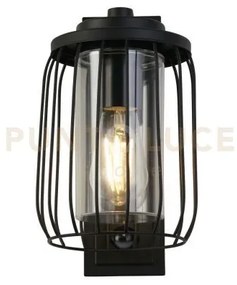 Lampada da parete reed 1lt con pir, metallo nero e paralume in pc