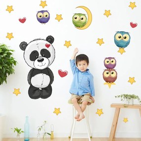 Adesivi da parete - Panda con gufetti | Inspio