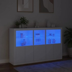 Credenza con Luci LED Bianca 162x37x100 cm