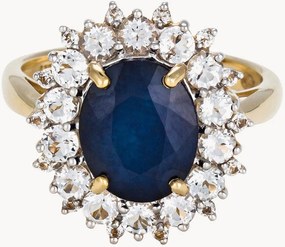 Anello in oro giallo con zaffiri e topazi Soleil Bleu