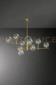 Pyrex lampadario da soffitto in vetro e metallo ottone brunito 9 lu...