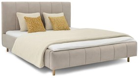 Letto matrimoniale imbottito beige con doghe in legno 160x200 cm Zee - Scandic