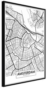 Poster  City map: Amsterdam  Cornice Quadri Cornice nera, Larghezza x Altezza Home decor 30x45