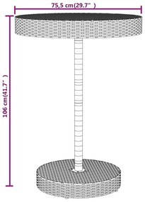 Set Bar Giardino 5 pz Nero Polyrattan e Legno Massello Acacia