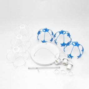 Lampadario a sospensione per bambini STARS 3xE27/15W/230V blu/bianco