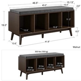 Scarpiera marrone con panca Brittany - Novogratz