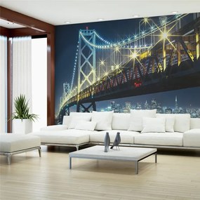 Fotomurale  Bay Bridge di notte  Colore blu navy, Dimensioni e Misure 450x270