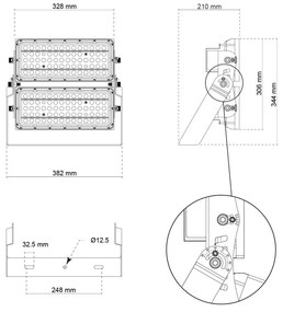 Faro Modulare LED 400W IP66, 167lm/W, No Flickering con driver Philips Colore  Bianco Naturale 4.000K, Scegli l'angolo di illuminazione 30°, Scegli le staffe dei moduli Orientabili
