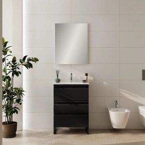 Mobile bagno sospeso con lavabo Pull L 60 x H 56 x P 39.5 cm grafite in mdf 3 cassetti per vasca centrale , piedini non inclusi
