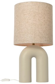 Lampada da tavolo di design beige con paralume in lino beige - Lotti