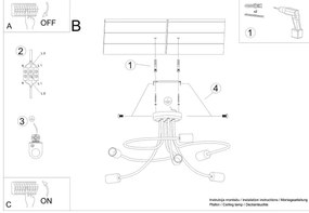 Sollux SL.1456 - Lampadario a sospensione con supporto rigido LEVAR 6xE27/15W/230V nero