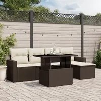 Set Divano da Giardino 6 pz con Cuscini Marrone in Polyrattan 3267243