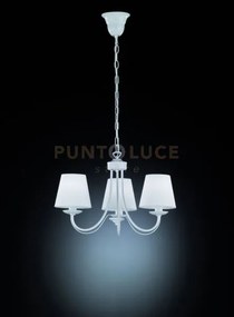 Cortez lampadario 3 luci metallo bianco opaco con paralumi stoffa b...