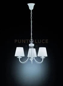 Lampadario 3 luci cortez con paralumi in stoffa metallo bianco 110...