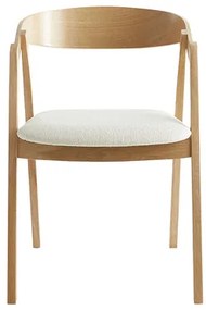 Sedie scandinave in legno chiaro massello di rovere e tessuto effetto lana bouclé écru (set di 2) LOVA