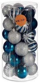 Set di palline di Natale Azzurro Argentato Plastica Ø 6 cm (6 Unità)