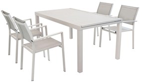 DEXTER - set tavolo in alluminio cm 160/240 x 90 x 75 h con 4 poltrone Venus