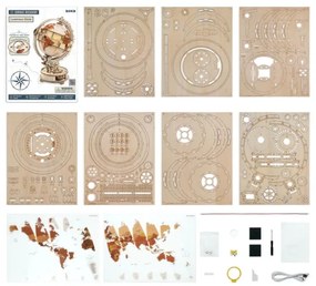 RoboTime - 3D puzzle meccanico in legno Globo luminoso