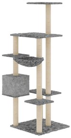 Albero per gatti con tiragraffi in sisal grigio chiaro 142 cm