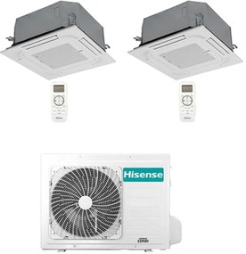 Climatizzatore Condizionatore Hisense Cassetta 4 vie R32 Dual Split Inverter 9000 + 9000 btu con u.e. 2AMW42U4RGC novitá Classe a++/a+