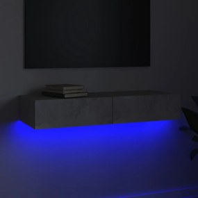 Mobile porta tv con luci led grigio cemento 90x35x15,5 cm