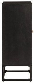 Credenza nera 55x30x76 cm in legno massello di mango e ferro