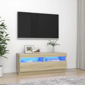 Mobile Porta TV con Luci LED Rovere Sonoma 100x35x40 cm