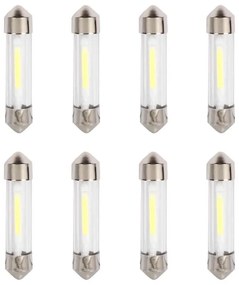 8 Pezzi Lampada Led Siluro 39mm T11 SV8.5 COB C5W C10W 12V 1W 100lm Bianco Freddo 6500K