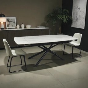 Tavolo Veral allungabile 160-240x90 cm top marmo bianco con gambe nere