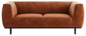 Divano design in pelle look anticato marrone cognac 2-3 posti MORRIS